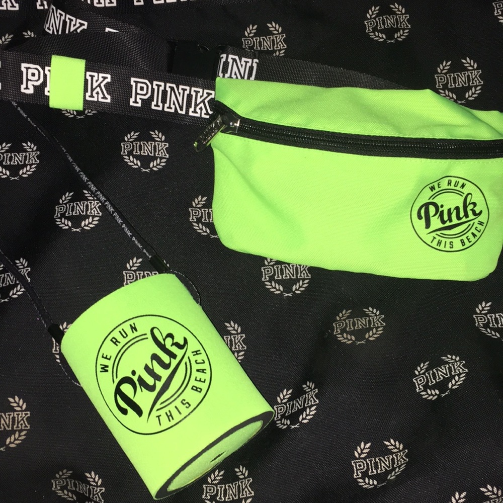 Neon Green PINK Fanny Pack & Drink Holder